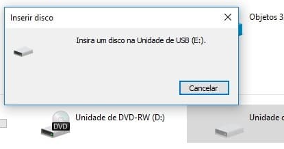 insira o disco no prompt da unidade