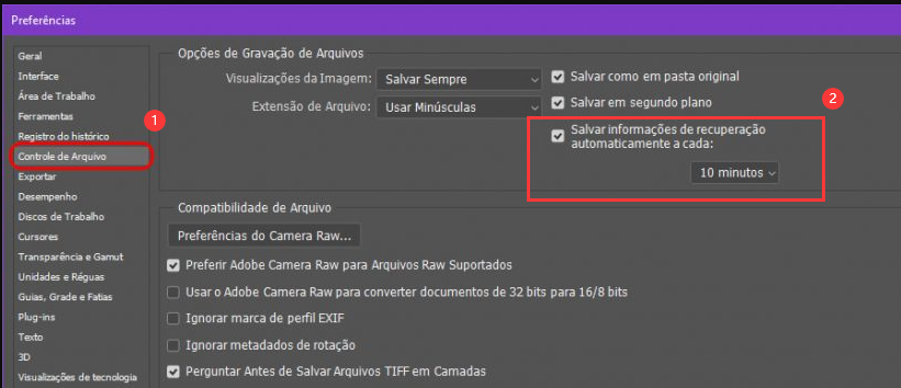 photoshop, Controle De arquivos