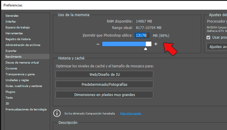 Ajustar a memória do Photoshop