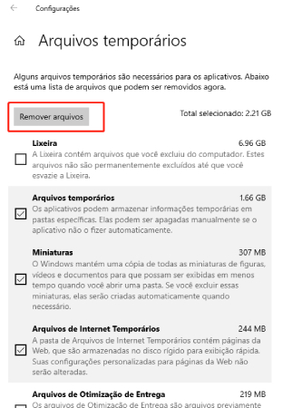 botão excluir arquivo, arquivo temporário