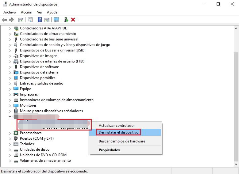 desinstalar dispositivo Windows