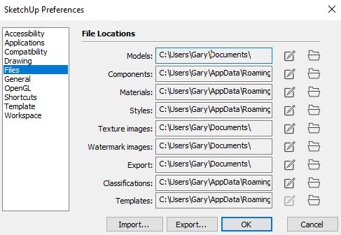 localização de salvamento automático do sketchup