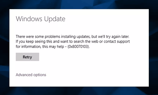 Erro de atualização do Windows 80070103