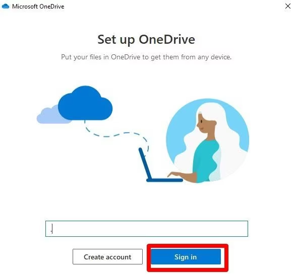 Faça login em sua conta pessoal do OneDrive