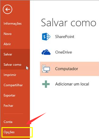 Encontre a opção PowerPoint