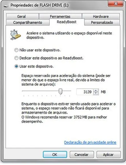 opte por não usar este dispositivo