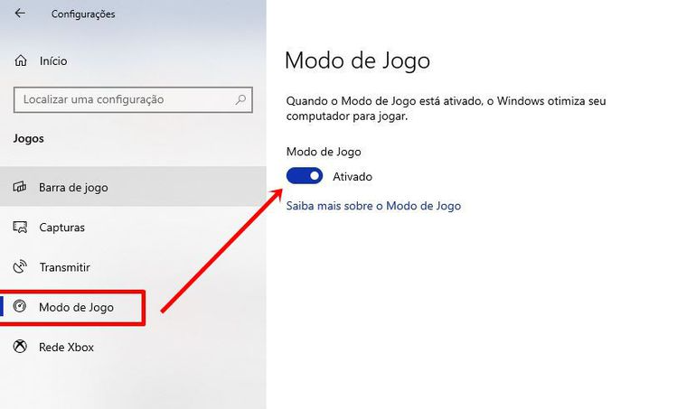 Windows desligue o modo de jogo