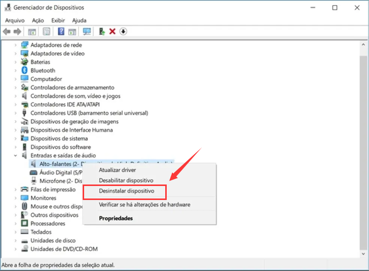 Selecione um dispositivo de áudio não montável