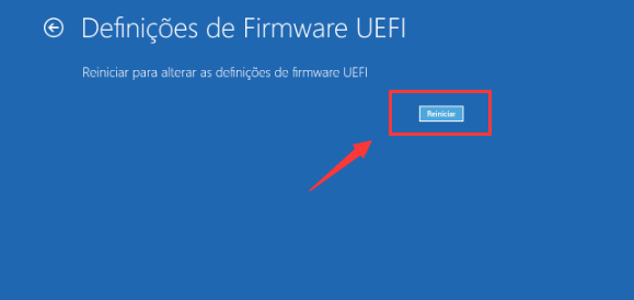 Botão de reinicialização da configuração do firmware UEFI