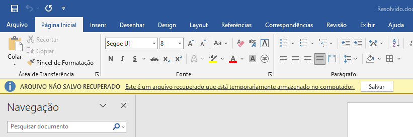 Este arquivo recuperado é armazenado temporariamente em seu computador