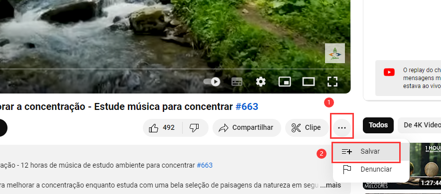 youtube salvar na lista