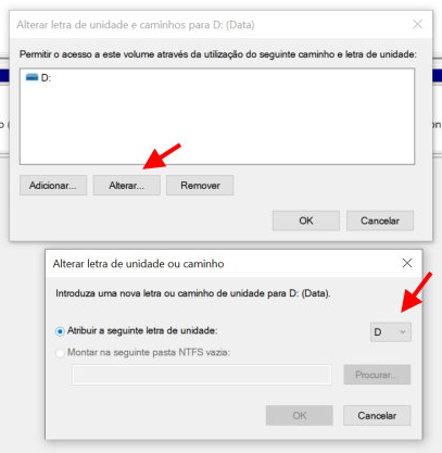 Alterar a letra e o caminho da unidade