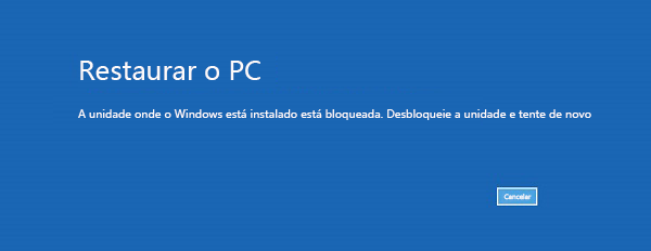 A unidade onde o Windows está instalado está bloqueada