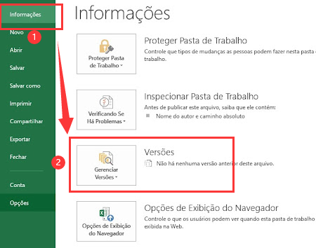 Gerenciar a pasta de trabalho do Excel