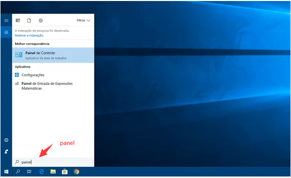 Pesquise Painel de Controle,