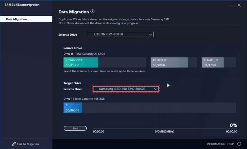 Software de clonagem de disco rígido Samsung Samsung Data Migration