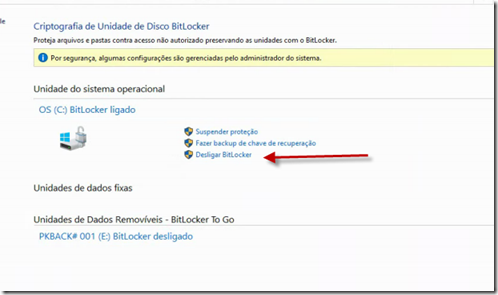 Desativar o BitLocker