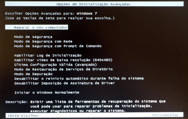 Reparo de inicialização do Windows 7