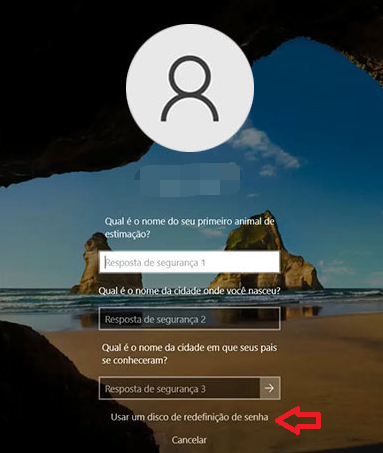 login do windows Use um disco de redefinição de senha