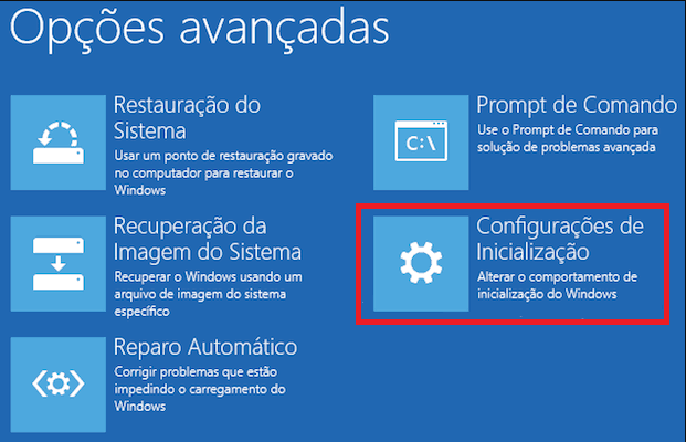 Winre Opções avançadas Redefinir PC