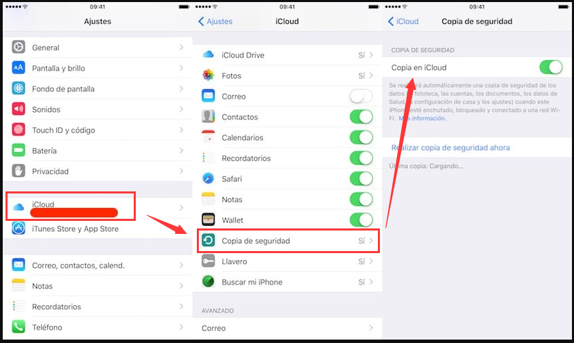 Backup do iCloud na configuração do iPhone