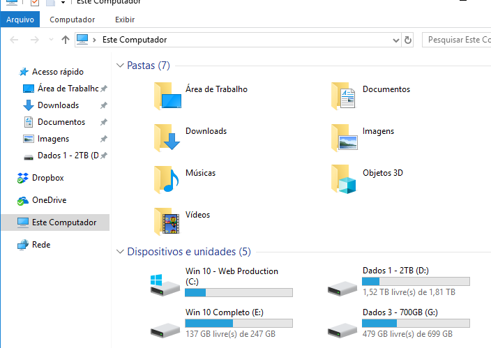 Explorador do Windows Este PC