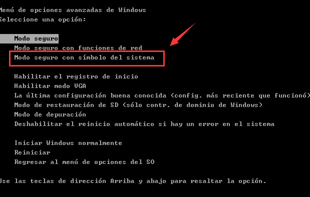 Modo de segurança do Windows XP com prompt de comando