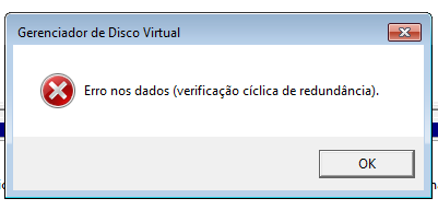 erro de dados de verificação de redundância cíclica