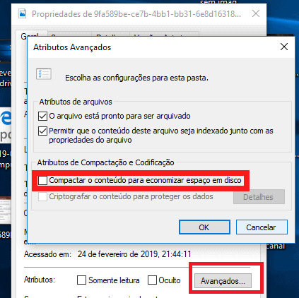 Comprimir conteúdo para economizar espaço em disco