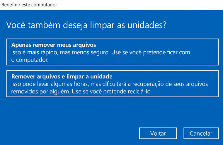 remover arquivos e limpar as unidades