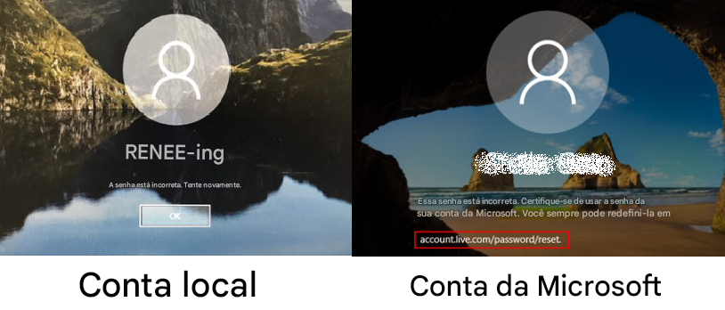 Conta Local e Conta Microsoft