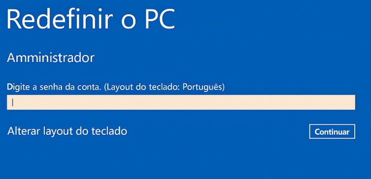 insira senha para a conta