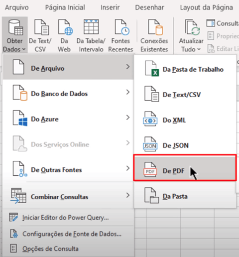 excel importar dados De PDF