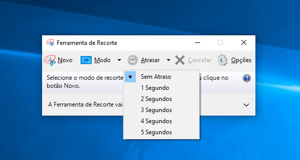 interface da ferramenta de recorte