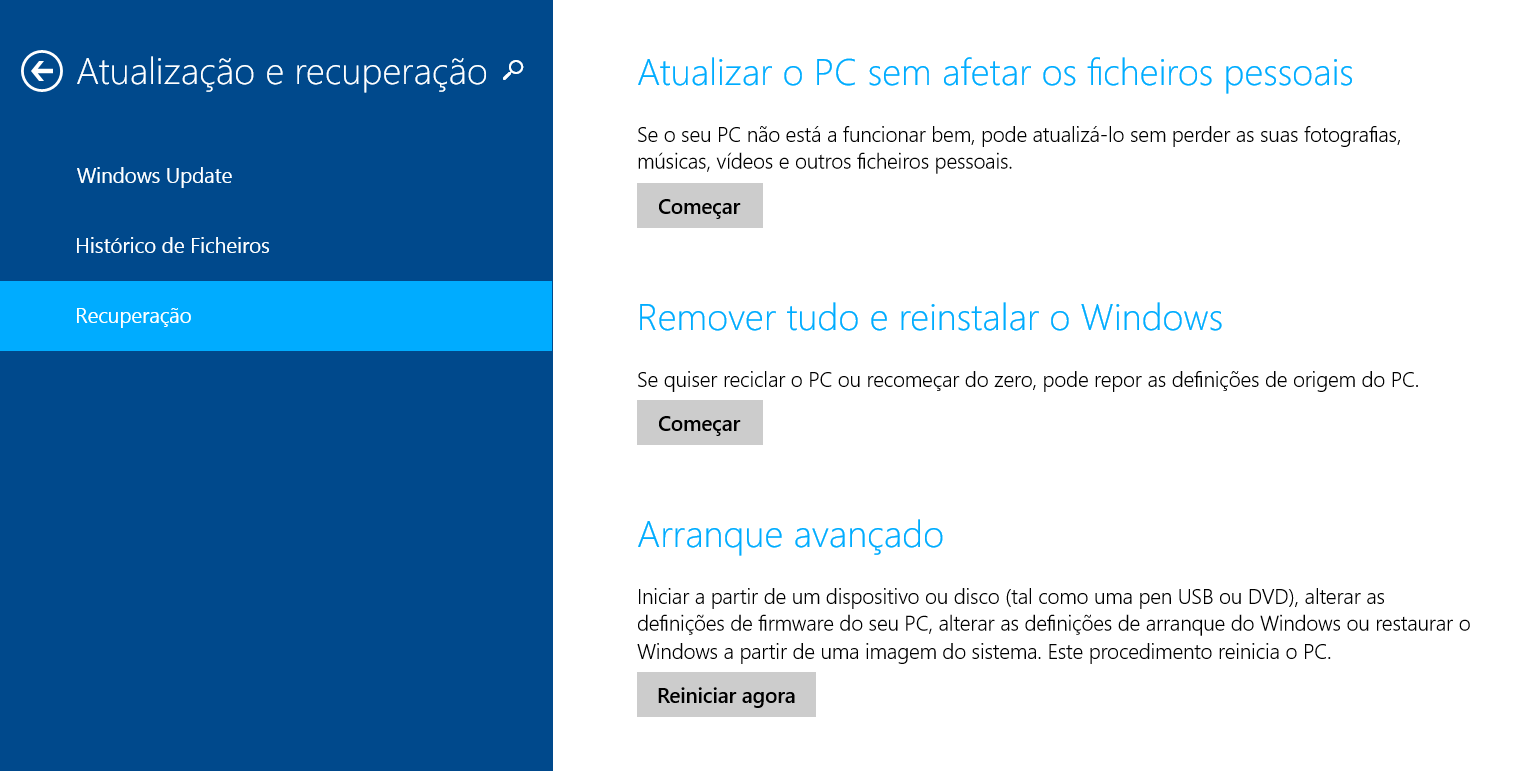 windows 8 redefinir pc