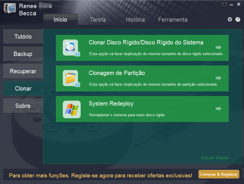 Use a função de clonagem no Renee Becca