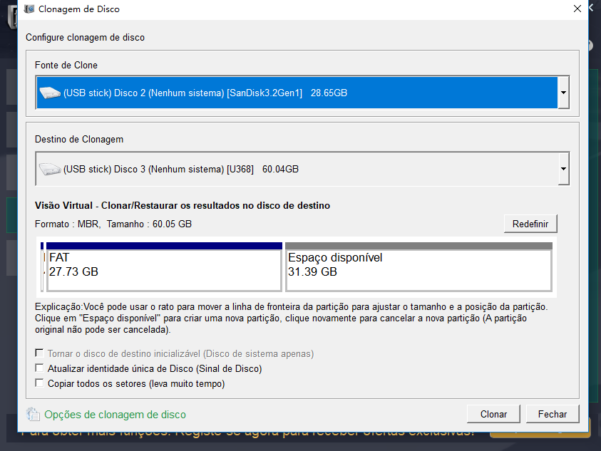 Clonar cartão SD com múltiplas partições no Renee Becca