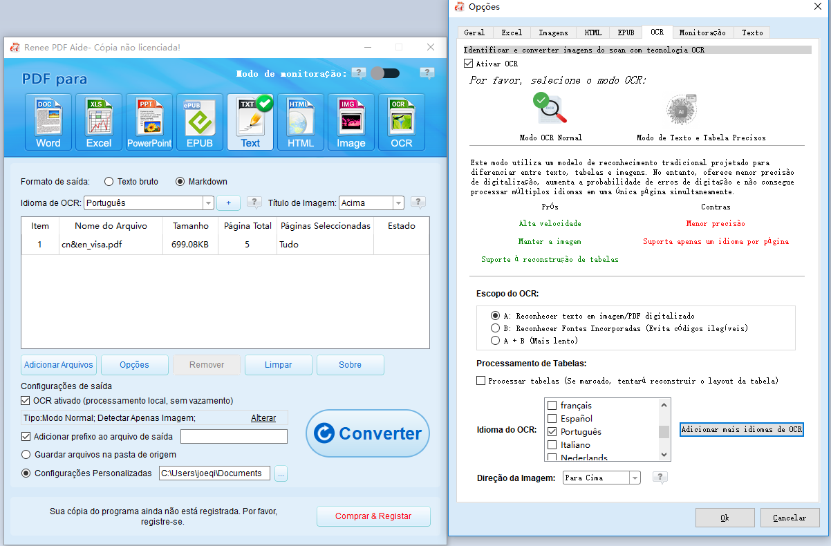 PDF Aide usando OCR para converter pdf para txt ou markdown