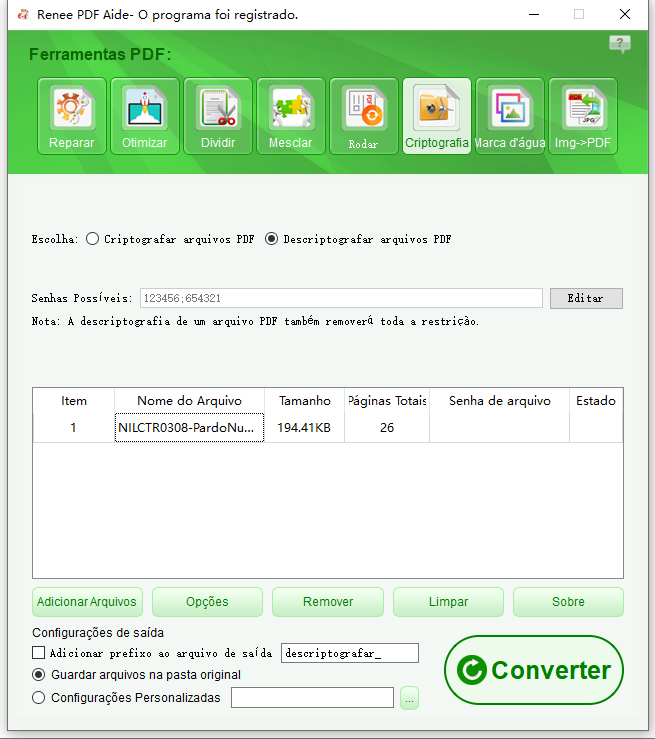 descriptografar PDF com o Renee PDF Aide