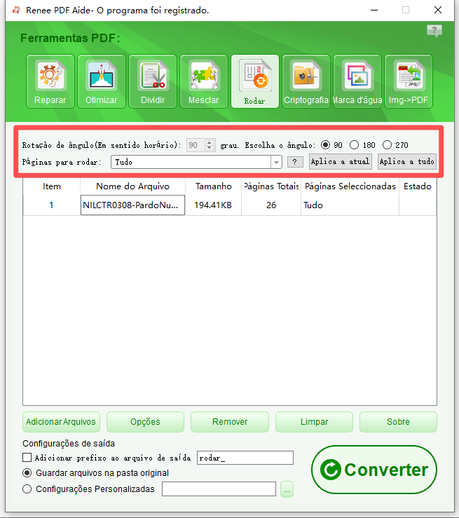 girar página de PDF com o Renee PDF Aide