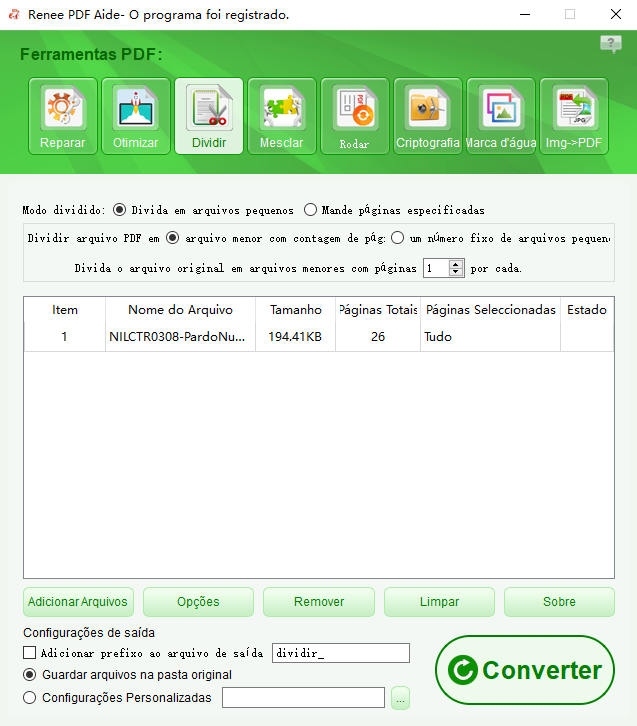 como dividir PDF com o Renee PDF Aide