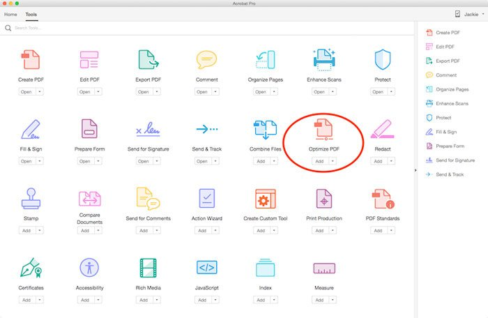 Adobe Acrobat Pro otimizar arquivo PDF