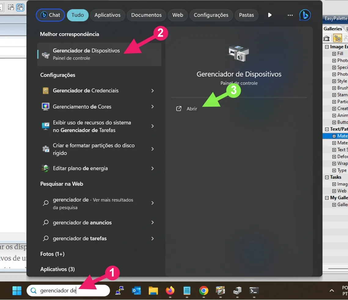 Abrir o Gerenciador de Dispositivos