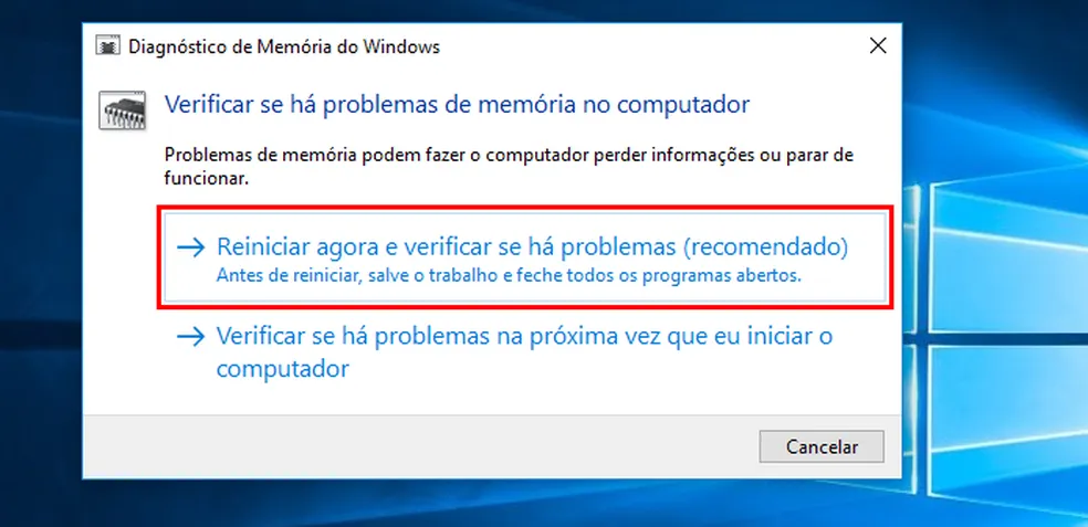 Ferramenta Diagnóstico de Memória do Windows: verificar problemas de memória