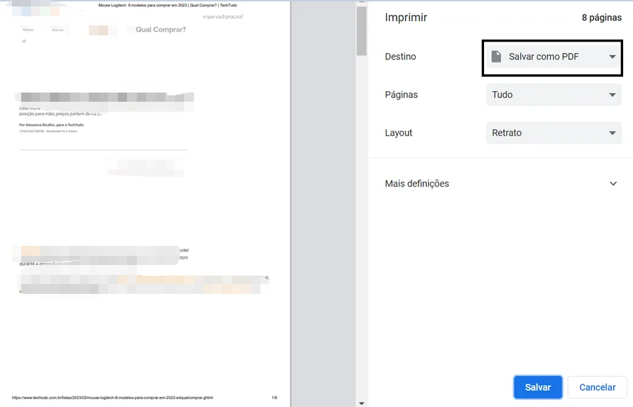 salvar como PDF no navegador web