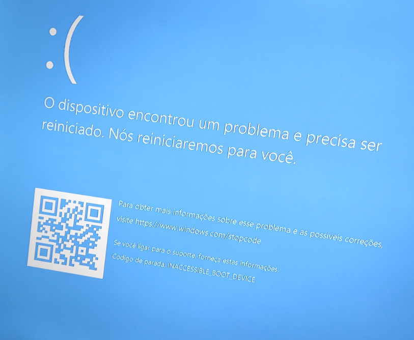 Tela azul do Windows: INACCESSIBLE_BOOT_DEVICE