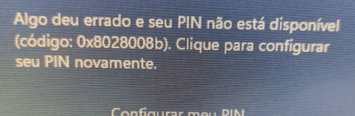 PIN: algo deu errado